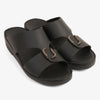 FARADA MODERN LEATHER ARABIC SANDALS WITH BRASS DOUBLE F TRIM BLACK