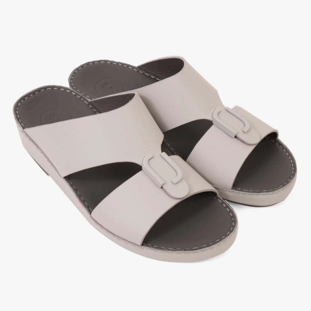 FARADA CLASSIC MENS LEATHER SANDALS LIGHT GREY