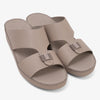 FARADA MENS SLIDE WITH TEXTURED BUCKLE SANDALS WARM GREY