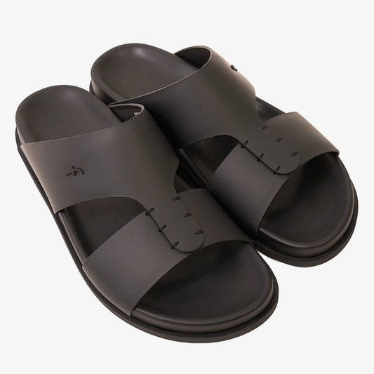 FARADA MODERN MINIMALIST LEATHER ARABIC SANDALS BLACK
