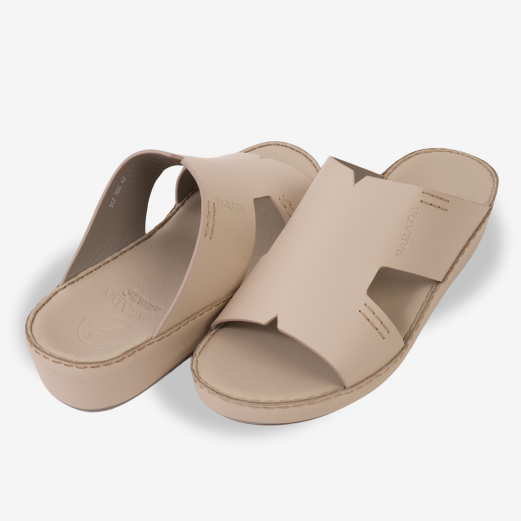 FARADA CLASSIC MENS LEATHER SANDALS WHITE SAND