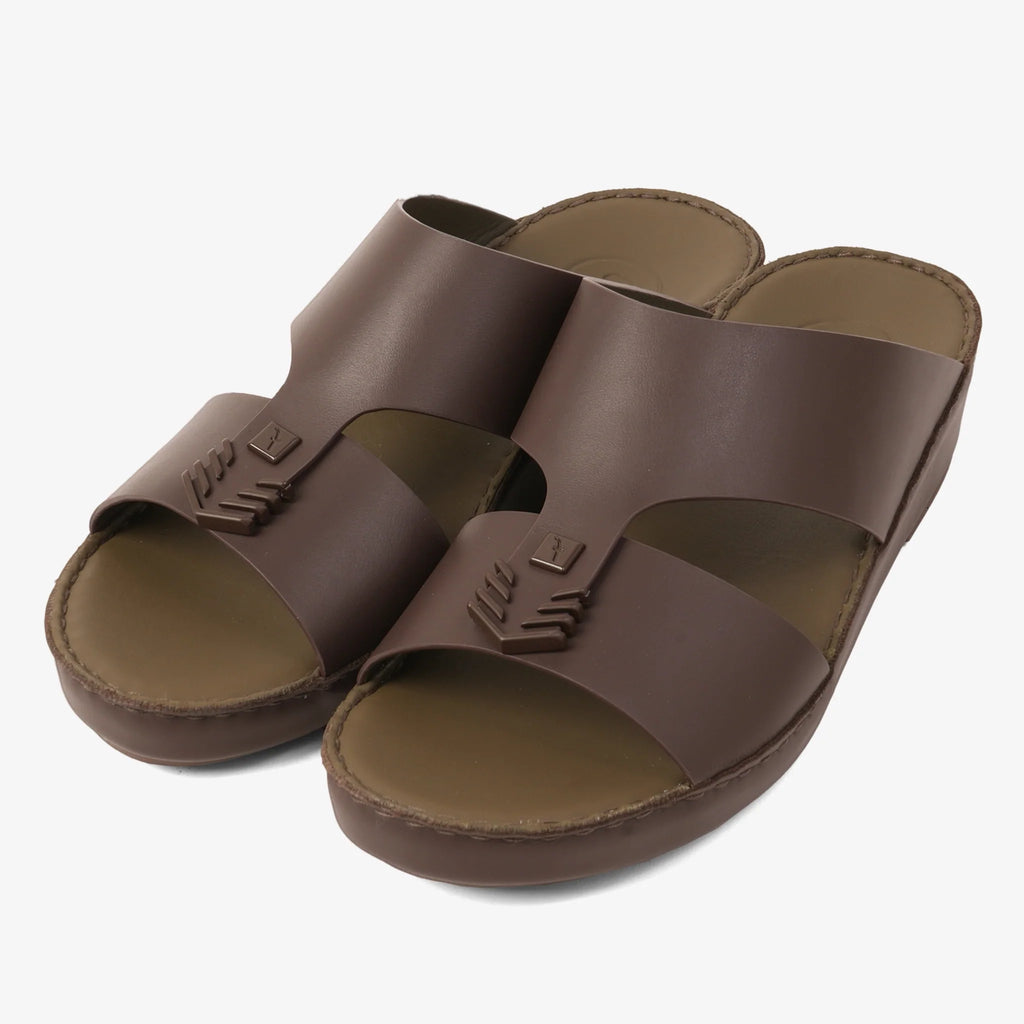 FARADA MENS UNIQUE TEXTURED WITH T-STAP SANDALS BROWN
