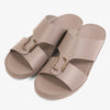 FARADA MODERN LEATHER ARABIC SANDALS WITH BRASS DOUBLE F TRIM LONDON SKY