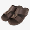 FARADA MODERN LEATHER ARABIC SANDALS WITH BRASS DOUBLE F TRIM BROWN