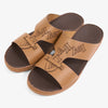 FARADA MODERN LEATHER SANDALS WITH EMBOSED LOGO CUOIO