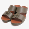FARADA DESIGNER MEN'S LEATHER ARABIC SANDALS BUCKLE ACCENT OLIVE