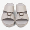 FARADA DA VINCI BRASS ICONIC DOUBLE F TRIM ARABIC SANDALS LIGHT GREY