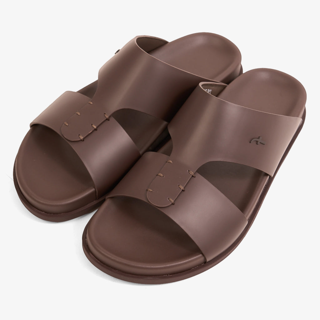 FARADA MODERN MINIMALIST LEATHER ARABIC SANDALS BROWN