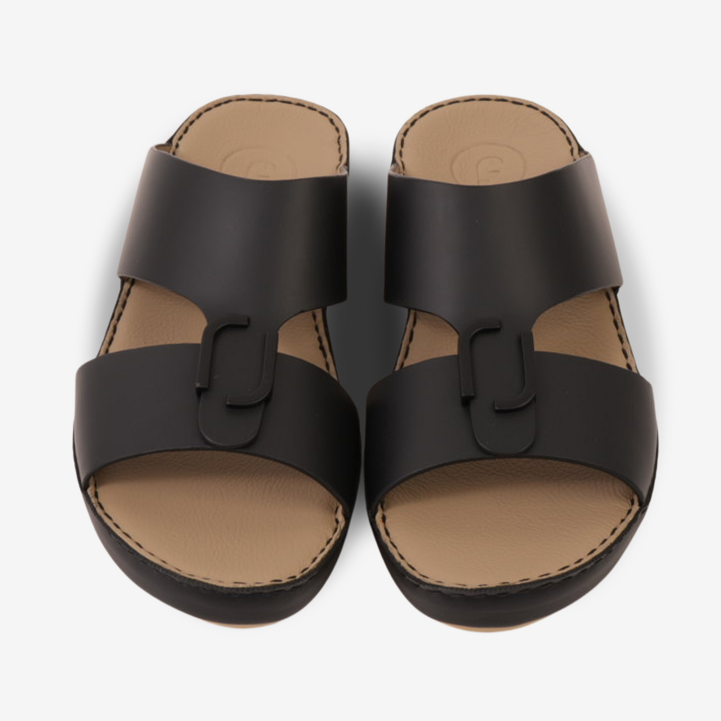 FARADA MENS CLASSIC LEATHER SANDALS BLACK