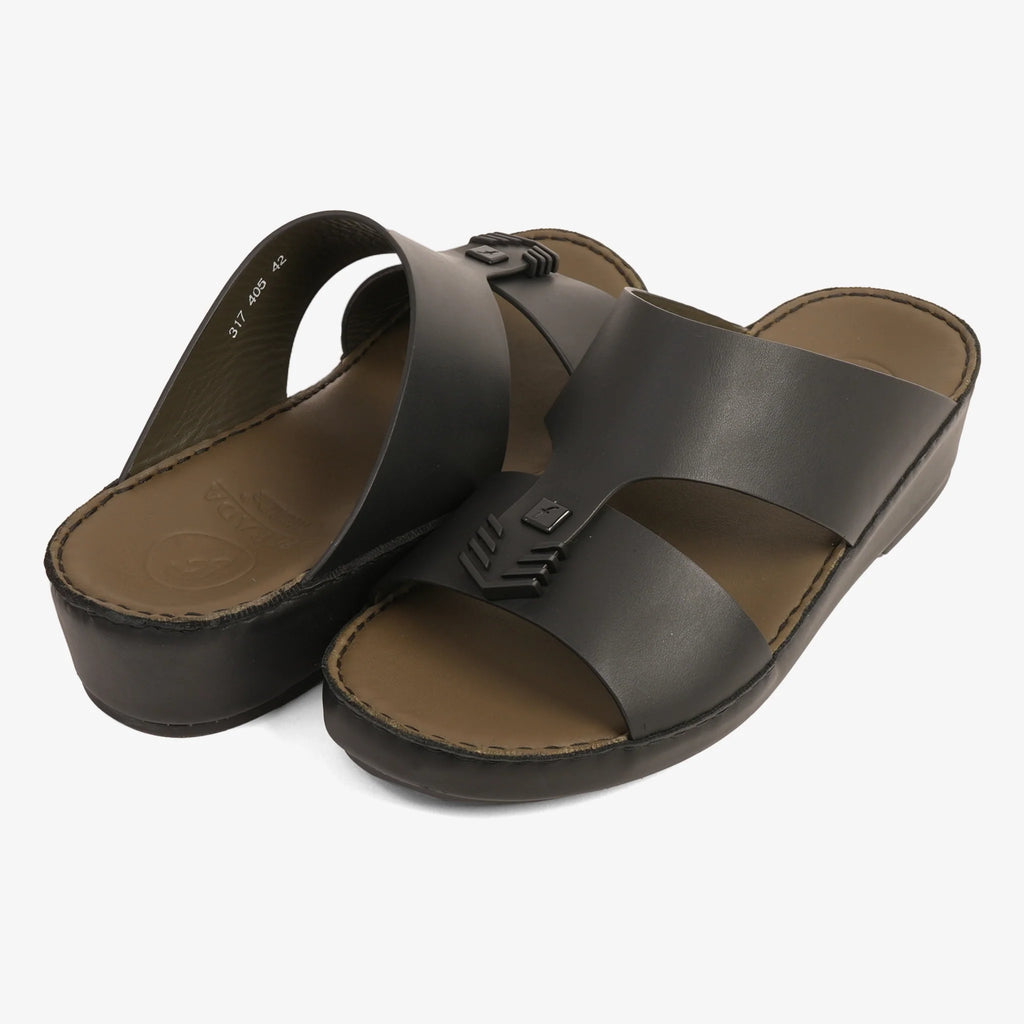 FARADA MENS UNIQUE TEXTURED WITH T-STAP SANDALS BLACK