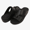 FARADA MENS SLIDE WITH TEXTURED BUCKLE SANDALS BLACK