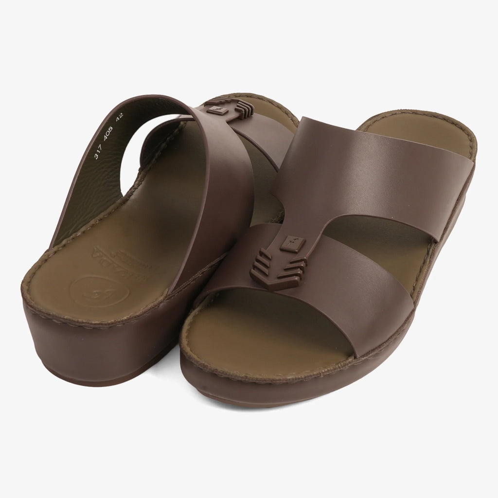 FARADA MENS UNIQUE TEXTURED WITH T-STAP SANDALS BROWN
