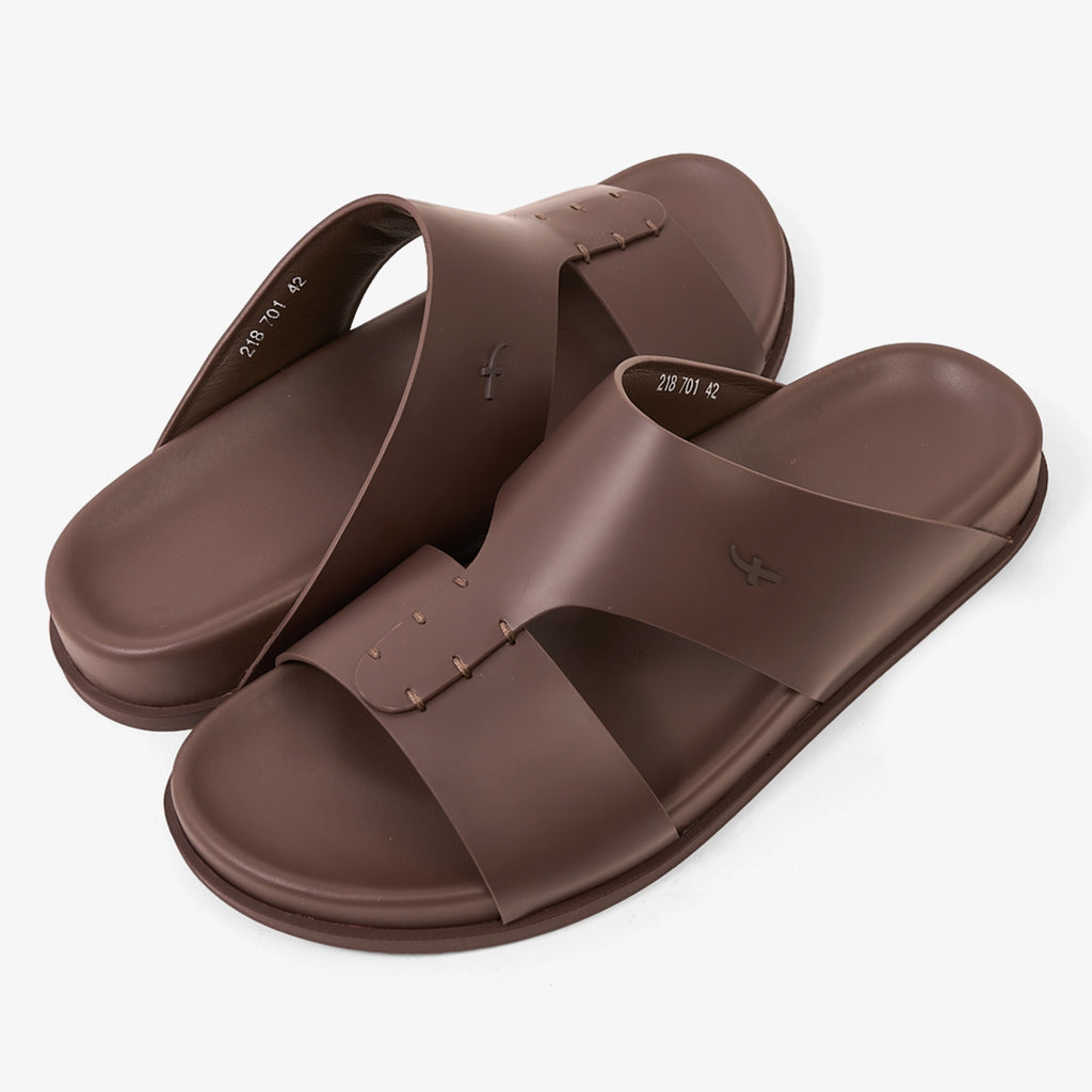 FARADA MODERN MINIMALIST LEATHER ARABIC SANDALS BROWN