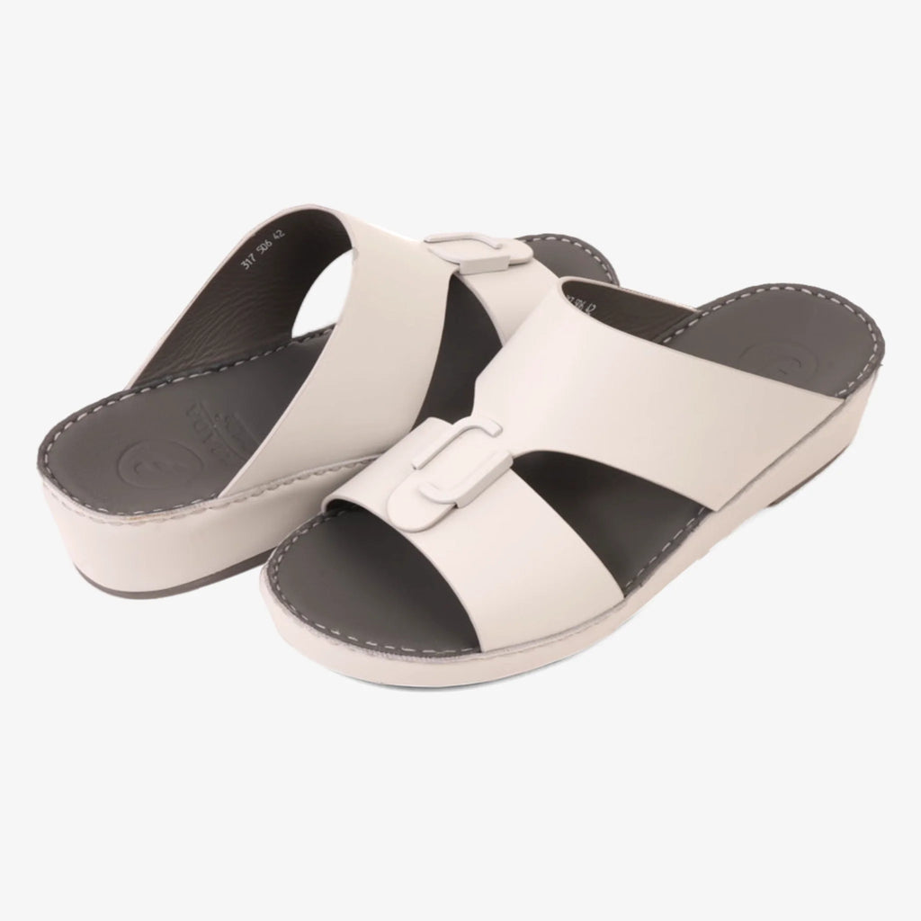FARADA CLASSIC MENS LEATHER SANDALS LIGHT GREY
