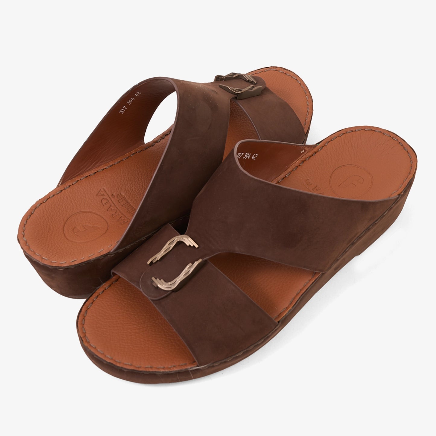 FARADA MODERN PREMIUM SUEDE ARABIC SANDALS BROWN