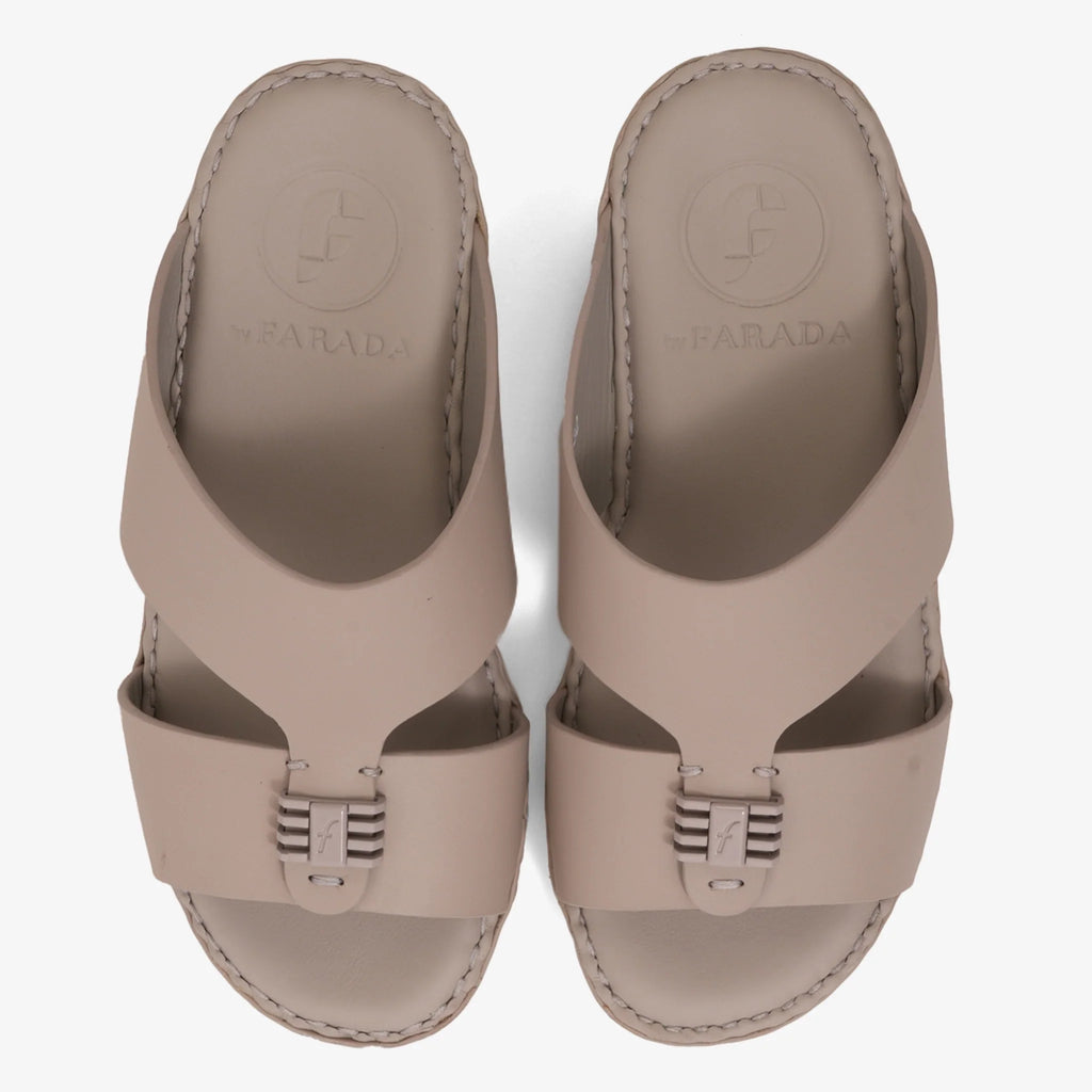 FARADA KIDS SLIDE WITH TEXTURED BUCKLE SANDALS WARM GREY