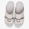 FARADA DA VINCI BRASS ICONIC DOUBLE F TRIM ARABIC SANDALS LIGHT GREY