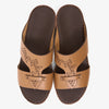FARADA MODERN LEATHER SANDALS WITH EMBOSED LOGO CUOIO