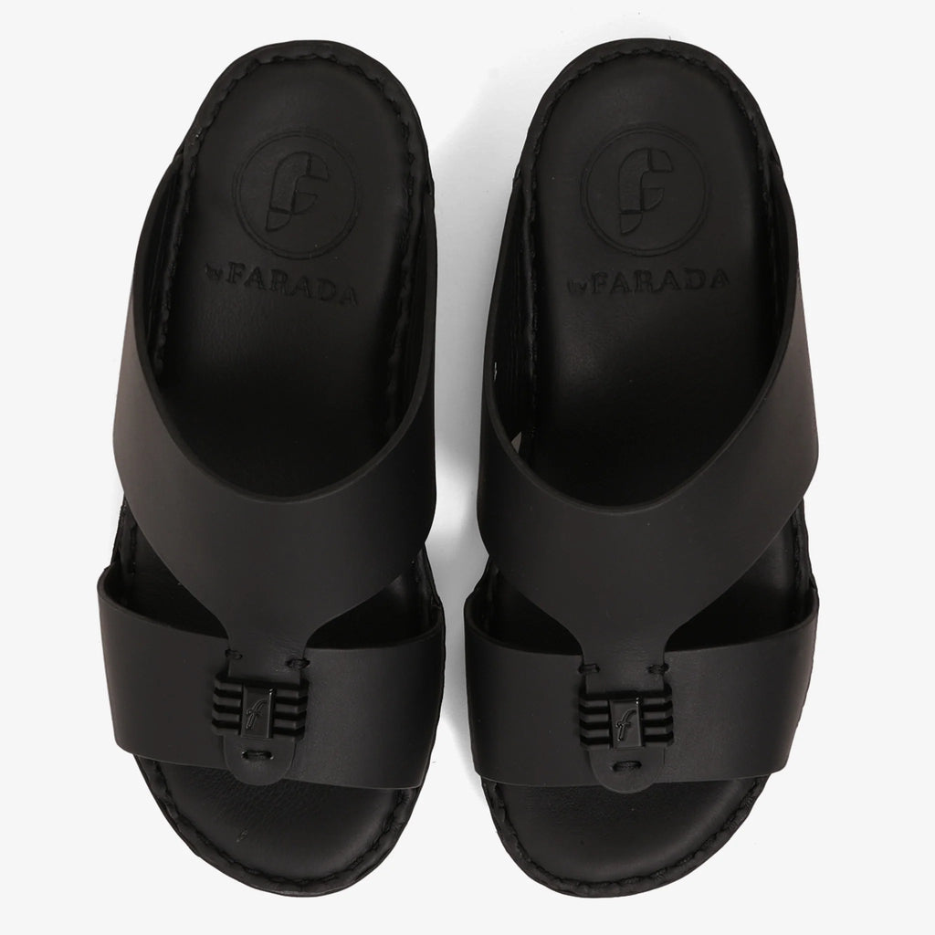 FARADA KIDS SLIDE WITH TEXTURED BUCKLE SANDALS BLACK
