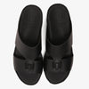 FARADA MENS SLIDE WITH TEXTURED BUCKLE SANDALS BLACK