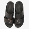 FARADA MODERN LEATHER ARABIC SANDALS WITH BRASS DOUBLE F TRIM BLACK
