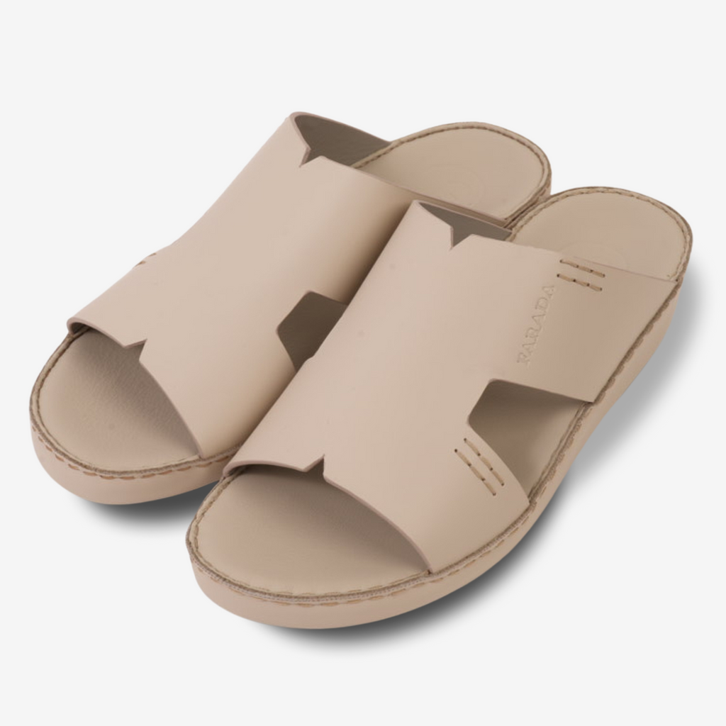 FARADA CLASSIC MENS LEATHER SANDALS WHITE SAND