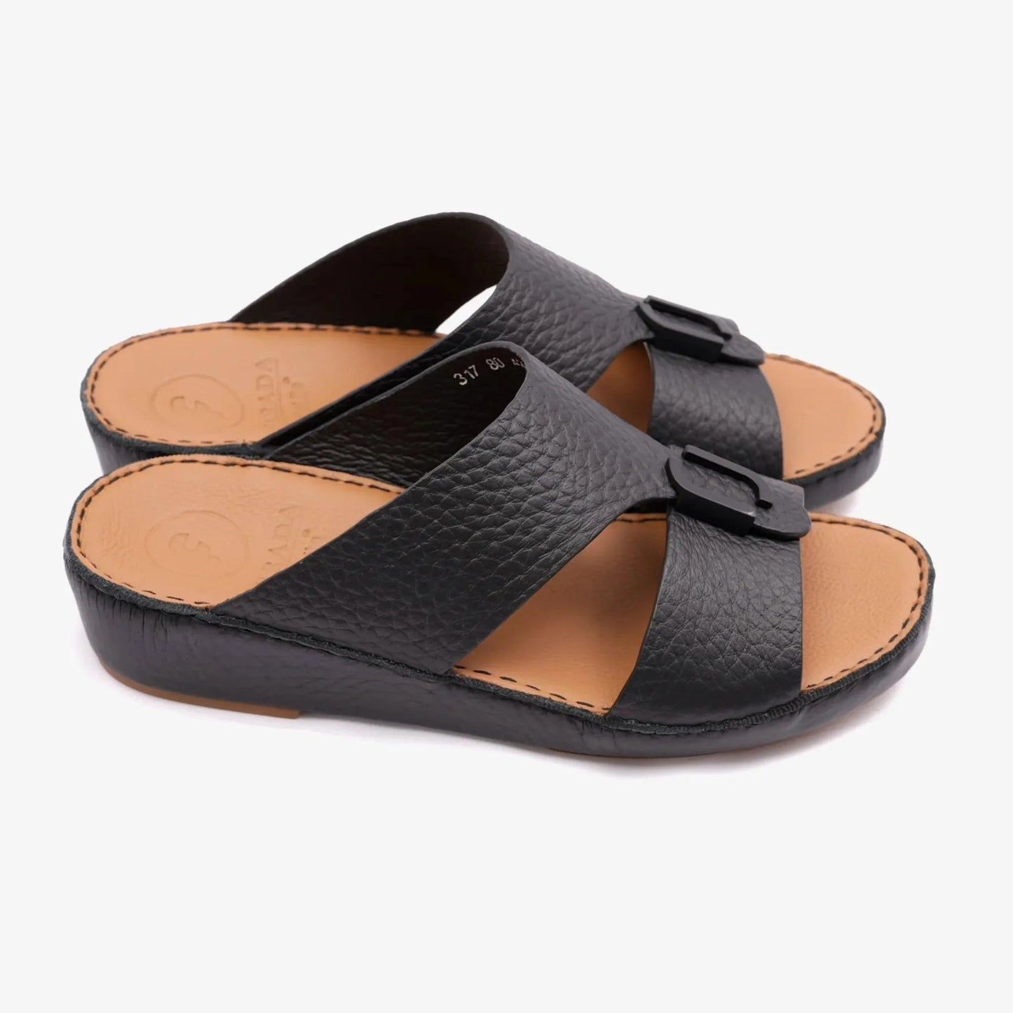 DAVINCI TIMELESS UNLINED HAMMERED CLASSIC ARABIC SANDALS BLACK - Farada