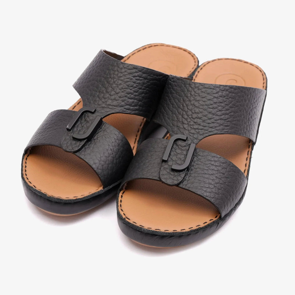 DAVINCI TIMELESS UNLINED HAMMERED CLASSIC ARABIC SANDALS BLACK - Farada