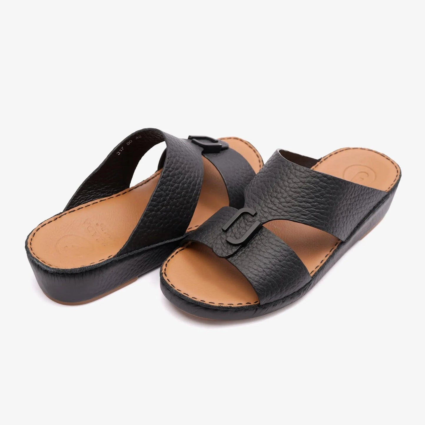 DAVINCI TIMELESS UNLINED HAMMERED CLASSIC ARABIC SANDALS BLACK - Farada