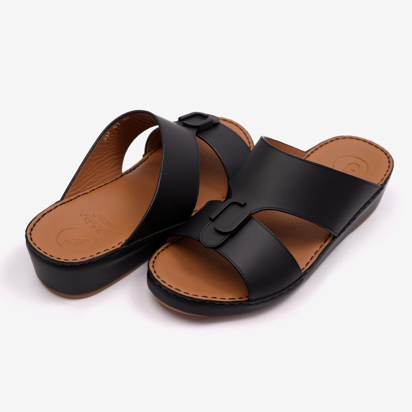 MATTE CLASSIC DAVINCI ARABIC SANDALS BLACK - Farada