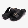 FARADA DA-VINCI BRASS IOCONIC DOUBLE F TRIM ARABIC SANDALS BLACK