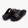 FARADA CLASSIC ARABIC SANDALS WITH GOLD THIN STRIP BLACK