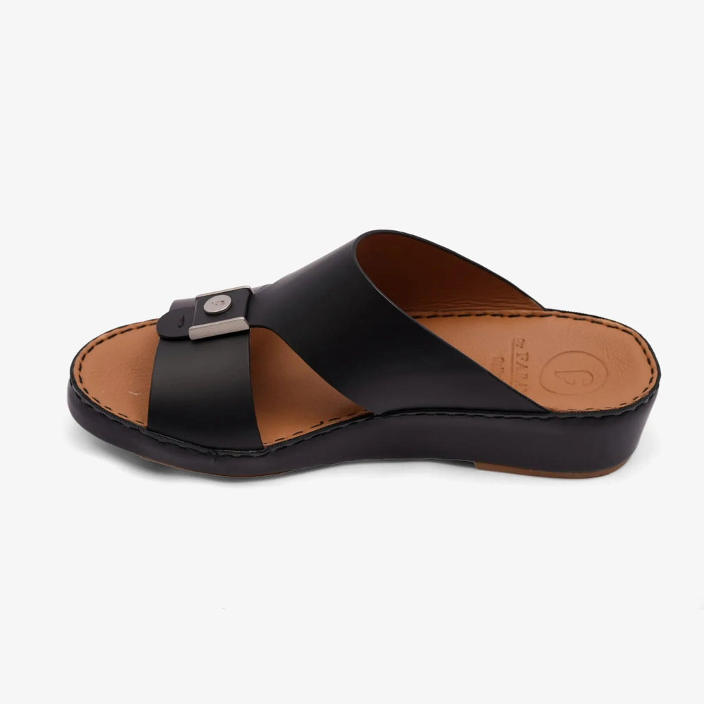 FARADA MODERN CLASSIC MATTE LEATHER ARABIC SANDAL BLACK - Farada