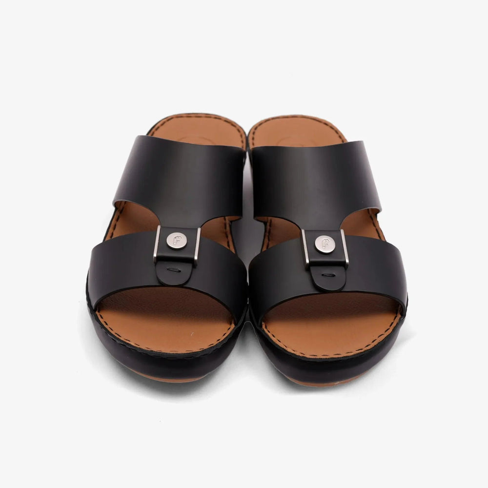 FARADA MODERN CLASSIC MATTE LEATHER ARABIC SANDAL BLACK - Farada