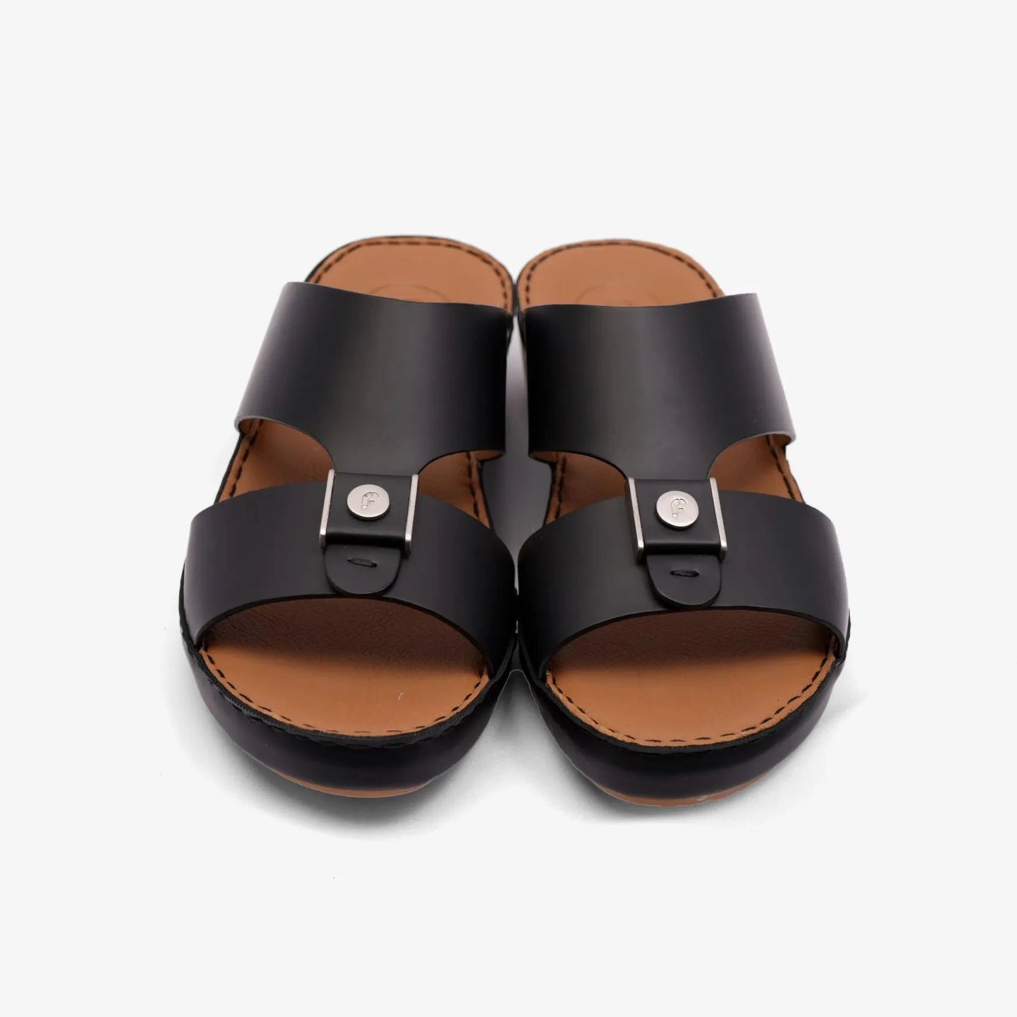 FARADA MODERN CLASSIC MATTE LEATHER ARABIC SANDAL BLACK - Farada