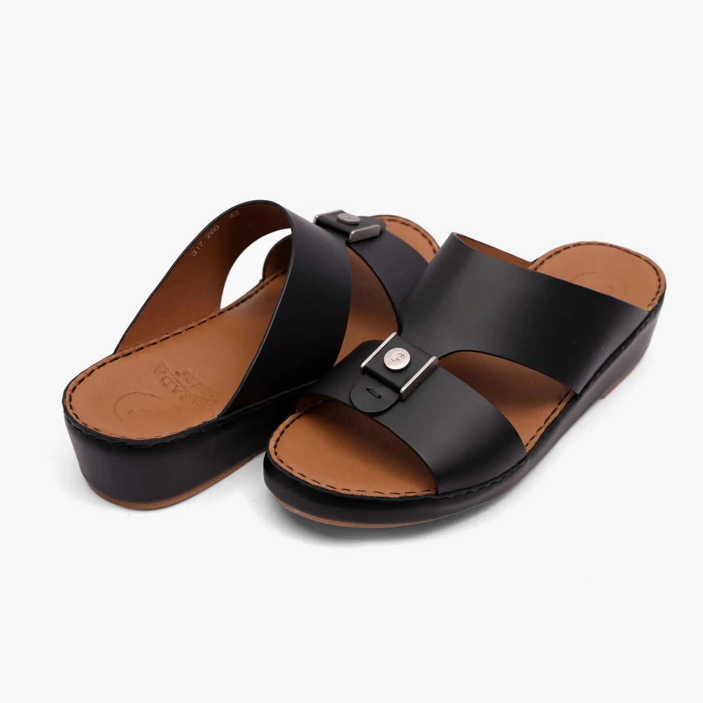 FARADA MODERN CLASSIC MATTE LEATHER ARABIC SANDAL BLACK - Farada