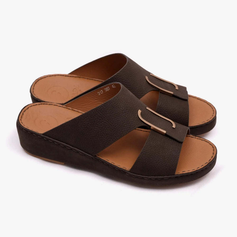 CLASSIC NAPPA PUCCINI MEN ARABIC SANDALS BROWN - Farada