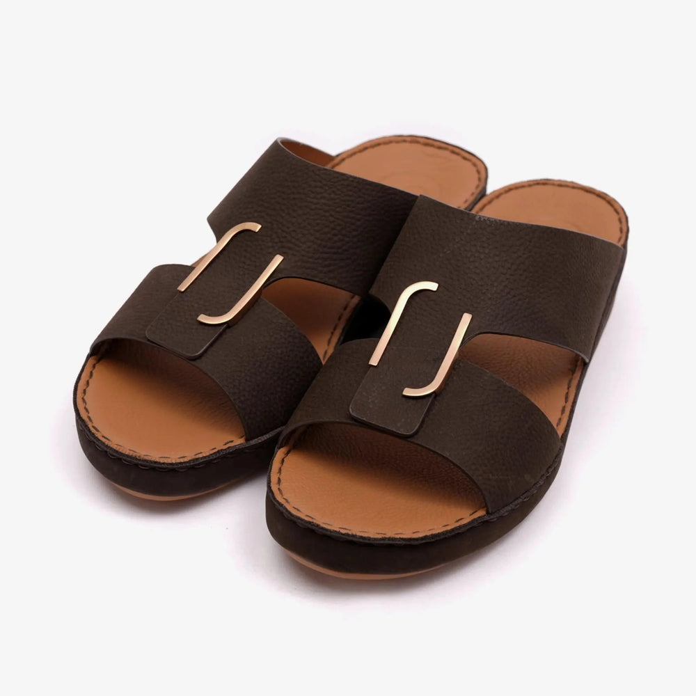 CLASSIC NAPPA PUCCINI MEN ARABIC SANDALS BROWN - Farada