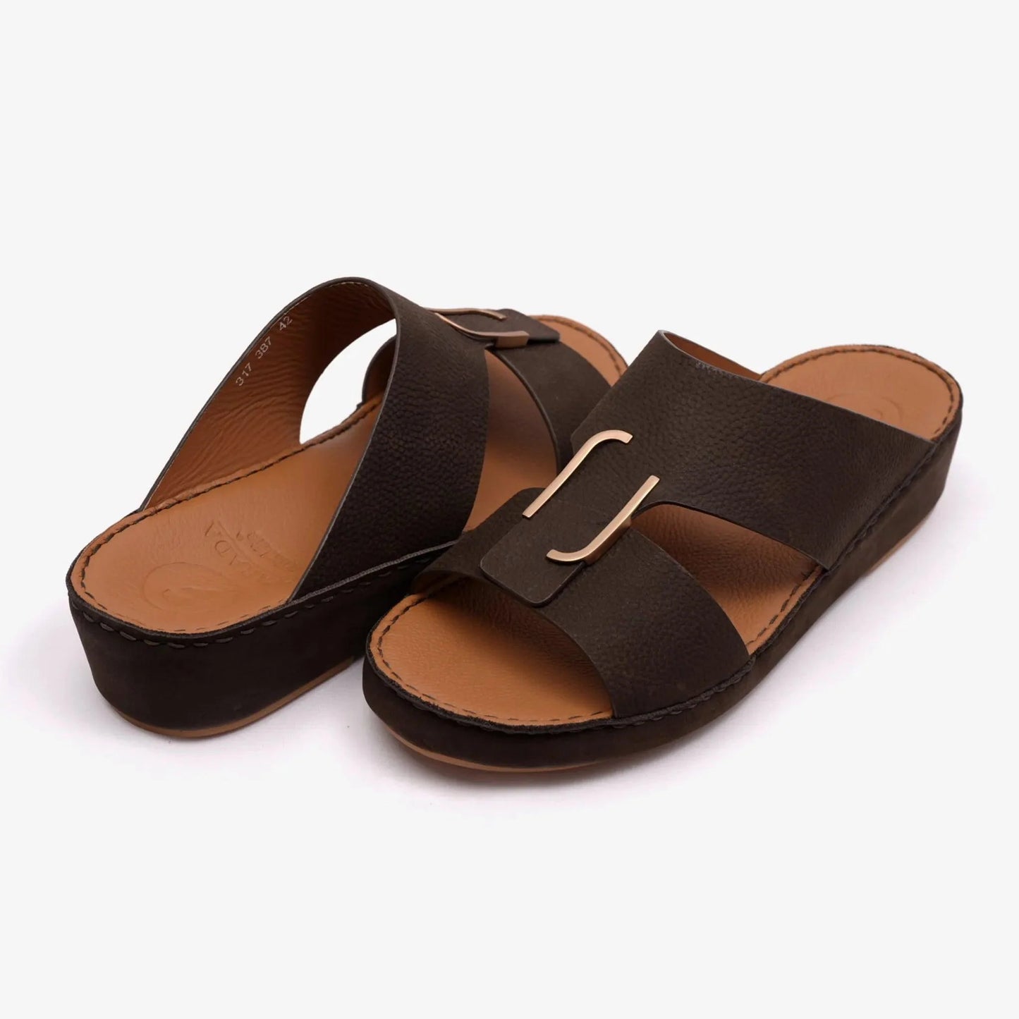 CLASSIC NAPPA PUCCINI MEN ARABIC SANDALS BROWN - Farada