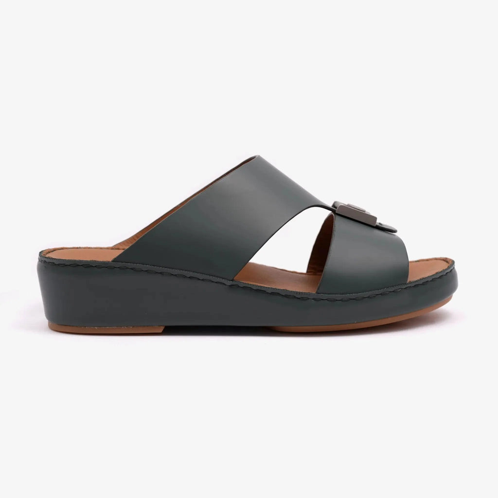 FARADA MODERN CLASSIC MATTE LEATHER ARABIC SANDAL BOTTLE GREEN