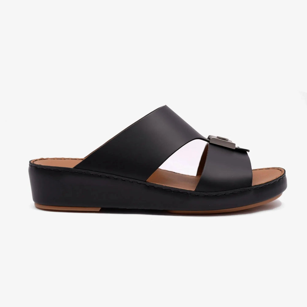 FARADA MODERN CLASSIC MATTE LEATHER ARABIC SANDAL BLACK - Farada