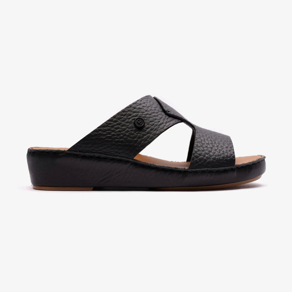 CLASSIC TAJ UNLINED GRAIN HAMMERED ARABIC SANDALS BLACK - Farada