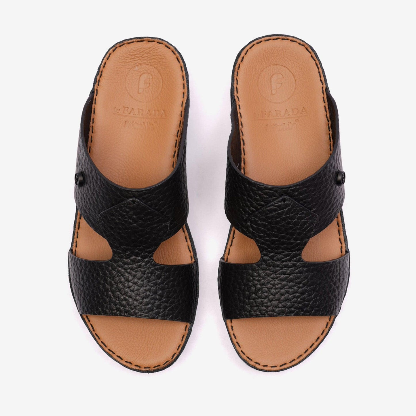 CLASSIC TAJ UNLINED GRAIN HAMMERED ARABIC SANDALS BLACK - Farada