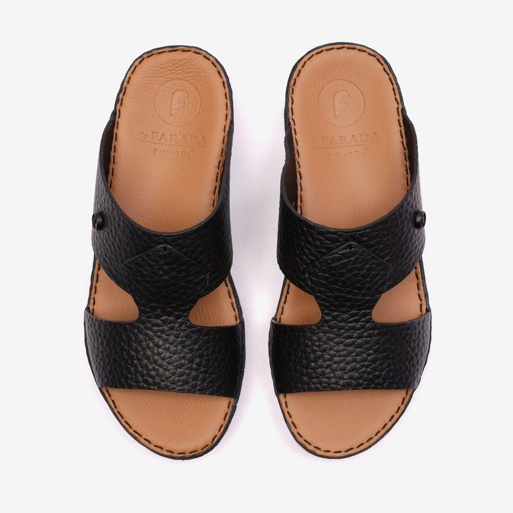 CLASSIC TAJ UNLINED GRAIN HAMMERED ARABIC SANDALS BLACK