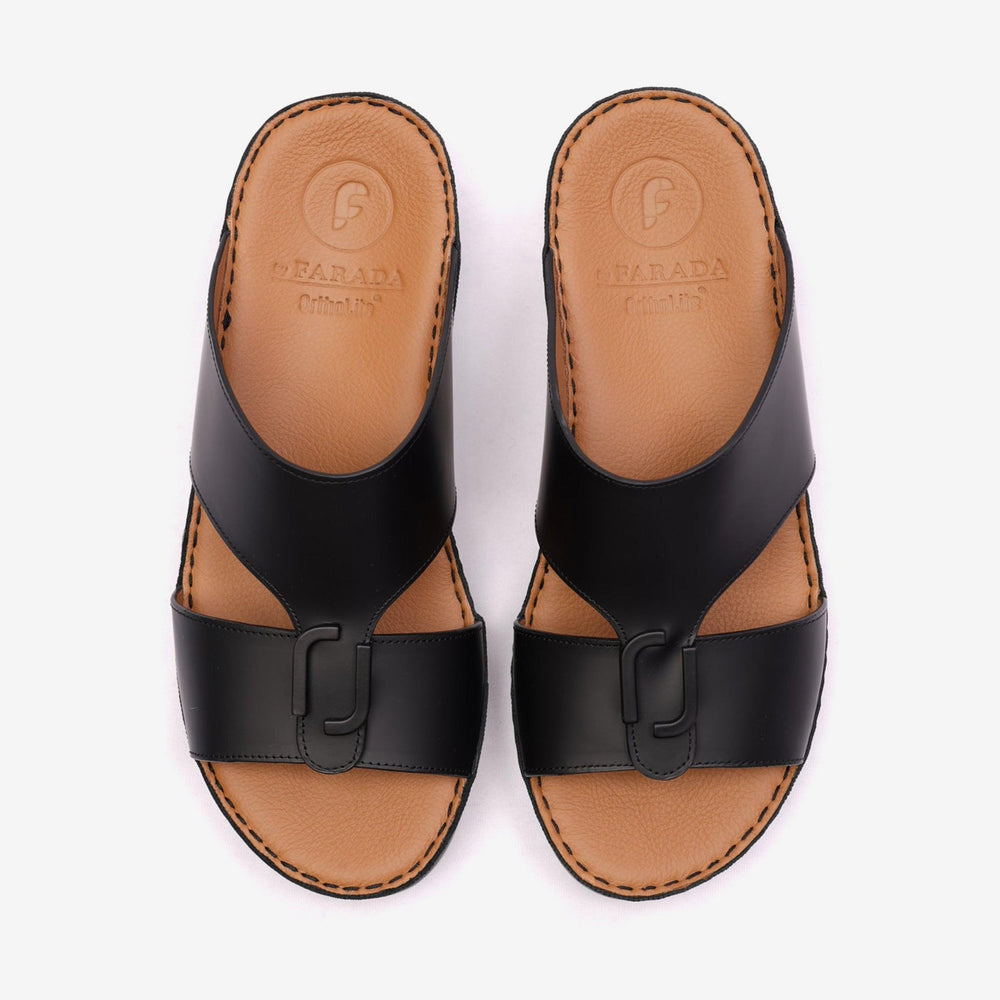 MATTE CLASSIC DAVINCI ARABIC SANDALS BLACK - Farada