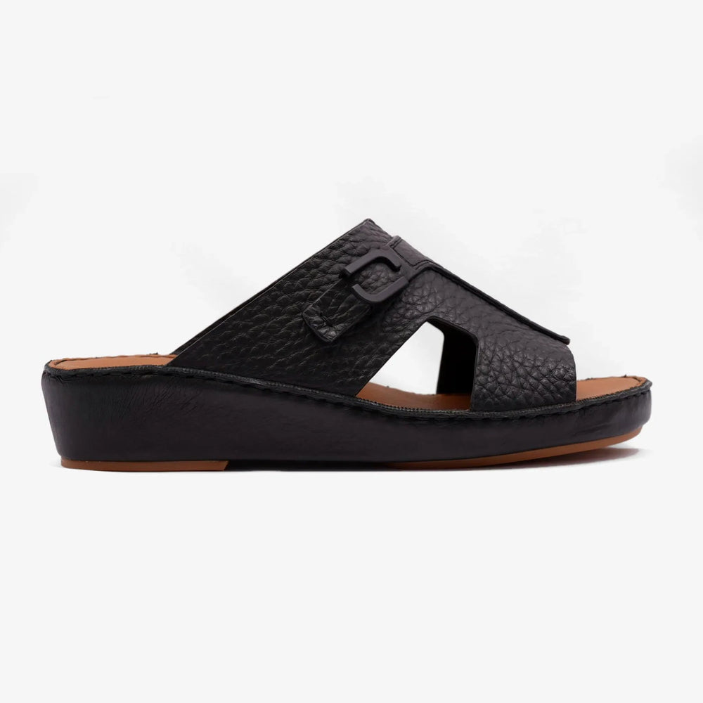 TRENDY UNLINED HAMMERED EINAUDI ARABIC SANDALS BLACK - Farada