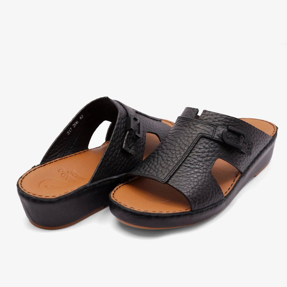 TRENDY UNLINED HAMMERED EINAUDI ARABIC SANDALS BLACK - Farada