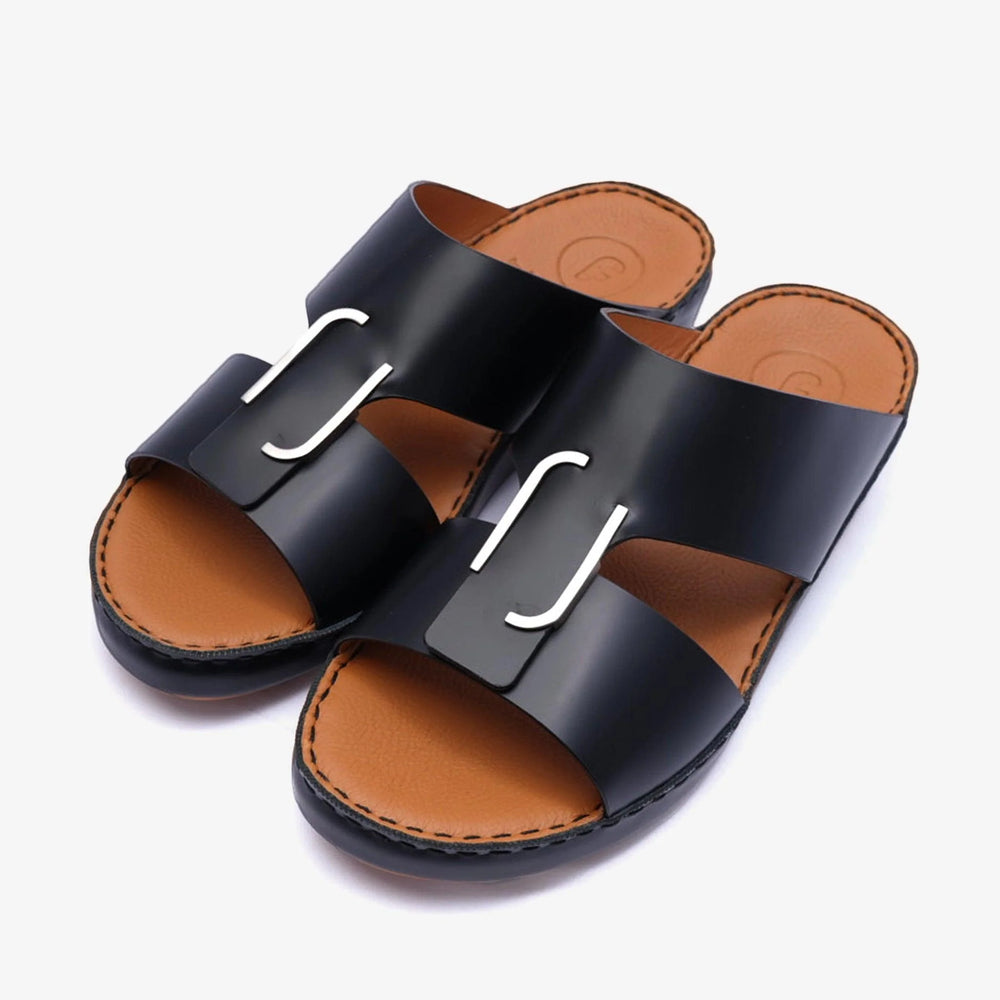 CLASSIC NAPPA PUCCINI ARABIC SANDALS BLACK - Farada