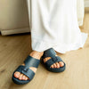 FARADA MENS SLIDE WITH TEXTURED BUCKLE SANDALS SPAZIO