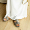 FARADA MENS SLIDE WITH TEXTURED BUCKLE SANDALS WARM GREY